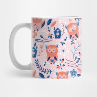 Cute Owl Birds and Flowers Mug